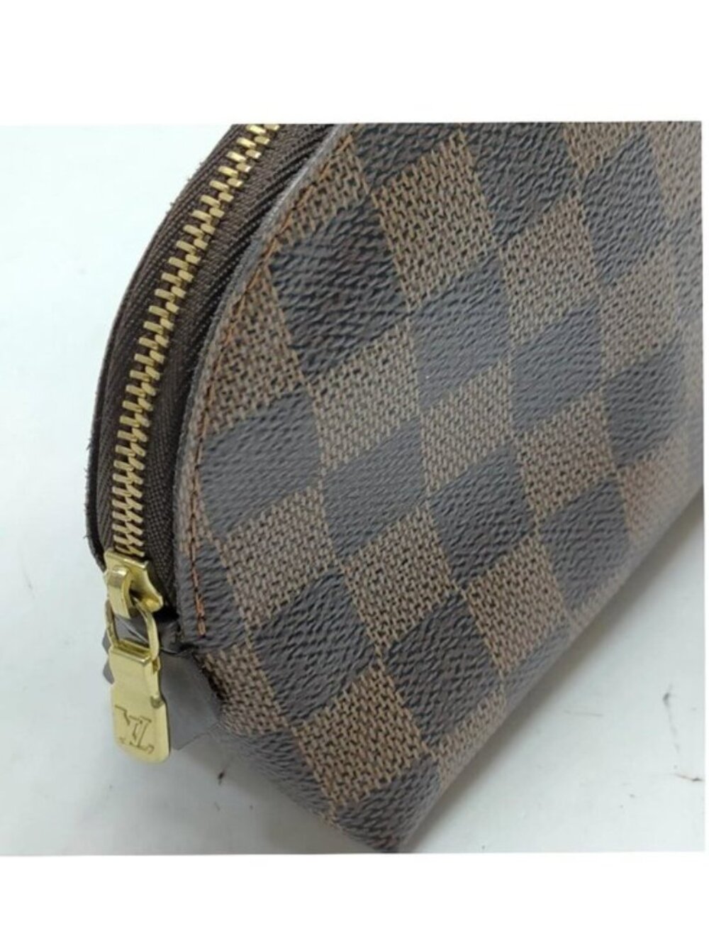 Authentic Louis Vuitton Cosmetic Pochette Damier Ebene Makeup Pouch Brown Canvas - Picture 7 of 16